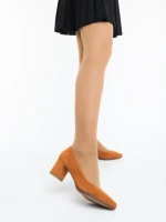 Pantofi dama cu toc camel din material textil Naraza