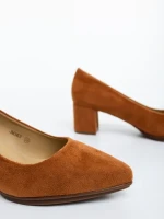 Pantofi dama cu toc camel din material textil Naraza