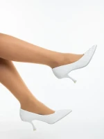 Pantofi dama cu toc bej din material textil Atelia