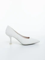 Pantofi dama cu toc bej din material textil Atelia