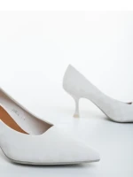 Pantofi dama cu toc bej din material textil Atelia