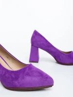 Pantofi dama cu toc mov din material textil Saida