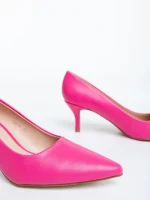 Pantofi dama cu toc fucsia din piele ecologica Maera