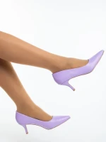 Pantofi dama cu toc mov din piele ecologica Maera