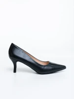Pantofi dama cu toc negri din piele ecologica Maera