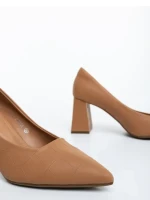 Pantofi dama cu toc camel din piele ecologica Ludena