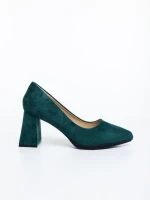 Pantofi dama cu toc verzi inchis din material textil Saida