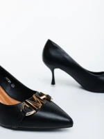 Pantofi dama cu toc negri din piele ecologica Elsena