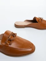 Papuci dama camel din piele ecologica Mervana