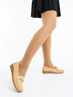 Mocasini dama bej inchis din piele ecologica Camelida