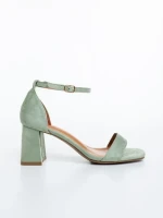 Sandale dama cu toc verzi din material textil Temera