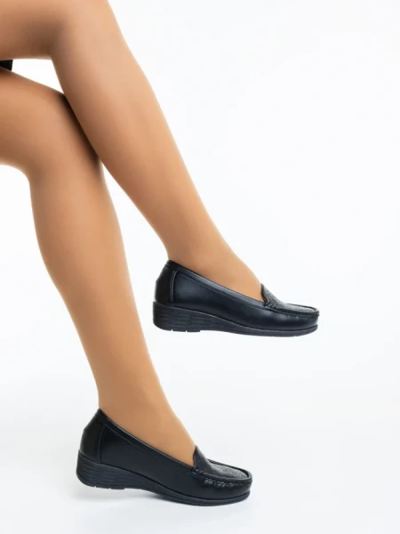 Mocasini dama negri din piele ecologica Belora