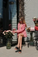 Papuci dama negri din piele ecologica Kaina