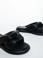 Papuci dama negri din piele ecologica Sarada