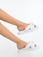 Papuci dama albi din piele ecologica Sarada