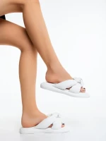 Papuci dama albi din piele ecologica Sarada