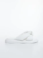 Papuci dama albi din piele ecologica Sarada