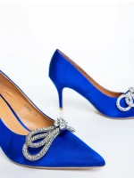 Pantofi dama cu toc albastri din material textil Mistera