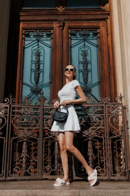 Papuci dama bej din piele ecologica Sarada