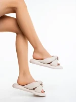 Papuci dama bej din piele ecologica Sarada