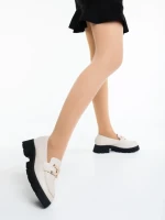 Mocasini dama bej deschis din piele ecologica Menda