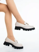 Mocasini dama bej deschis din piele ecologica Menda