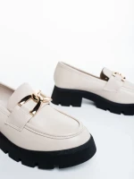 Mocasini dama bej deschis din piele ecologica Menda