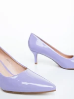 Pantofi dama cu toc mov din piele ecologica lacuita Menoza