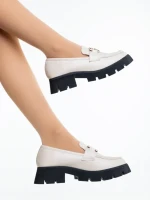 Mocasini dama bej inchis din piele ecologica Menda