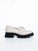 Mocasini dama bej inchis din piele ecologica Menda