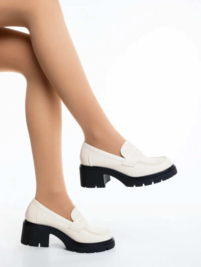 Mocasini dama bej din piele ecologica Zadal