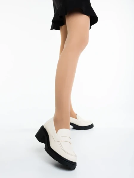 Mocasini dama bej din piele ecologica Zadal