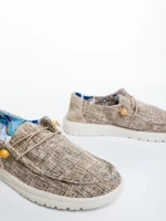 Pantofi casual dama bej inchis din material textil Manara