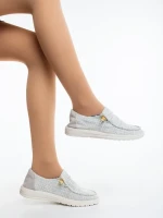 Pantofi casual dama bej deschis din material textil Manara