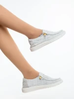 Pantofi casual dama bej deschis din material textil Manara