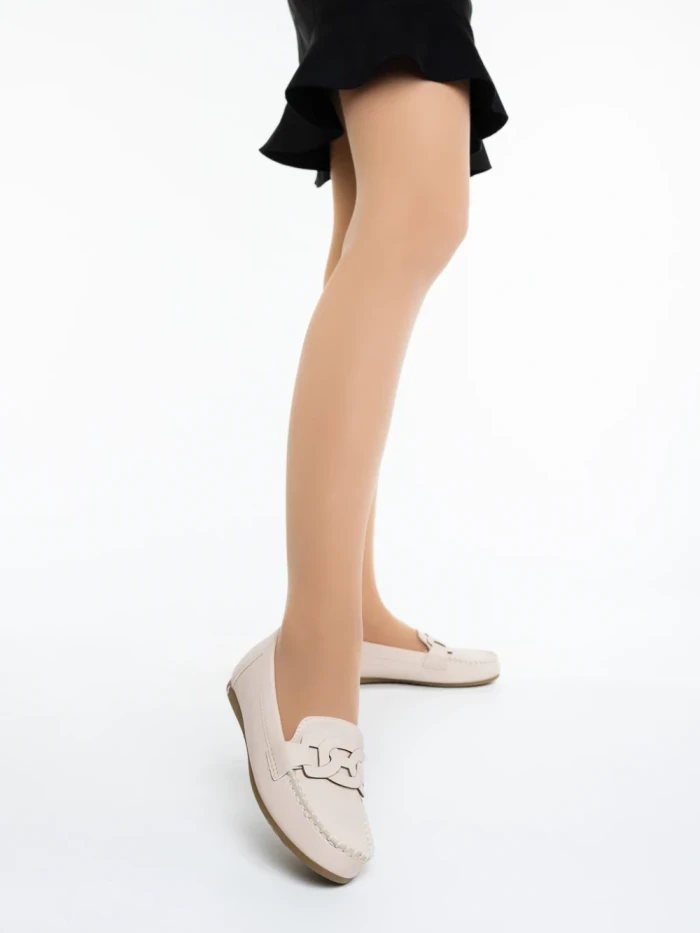 Mocasini dama bej din piele ecologica Pamena