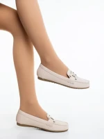 Mocasini dama bej din piele ecologica Pamena