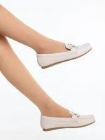 Mocasini dama bej din piele ecologica Pamena