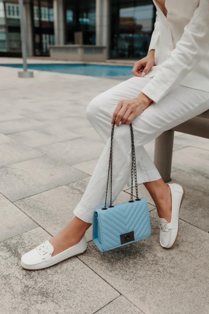 Mocasini dama albi din piele ecologica Pamena