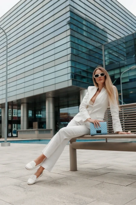 Mocasini dama albi din piele ecologica Pamena