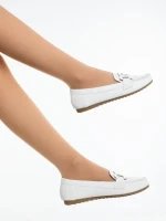 Mocasini dama albi din piele ecologica Pamena
