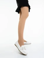 Mocasini dama albi din piele ecologica Pamena