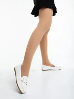 Mocasini dama albi din piele ecologica Pamena