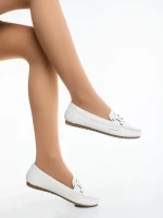 Mocasini dama albi din piele ecologica Pamena