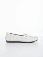 Mocasini dama albi din piele ecologica Pamena