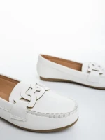 Mocasini dama albi din piele ecologica Pamena