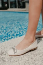 Balerini dama bej din piele ecologica lacuita Ativa