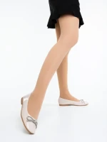 Balerini dama bej din piele ecologica lacuita Ativa