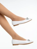 Balerini dama albi din piele ecologica lacuita Ativa