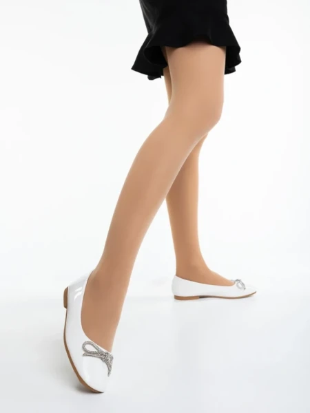 Balerini dama albi din piele ecologica lacuita Ativa